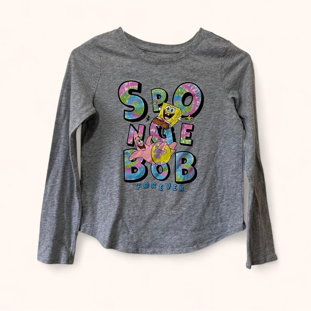 Girls Large 10/12 Long Sleeve SpongeBob SquarePants Tie Dye Graphic Tee